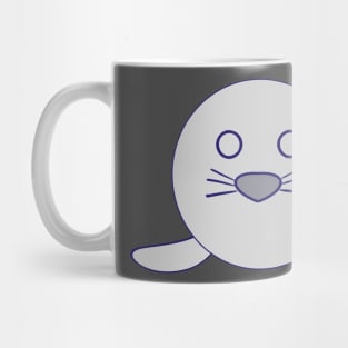 Kawaii Funny Shocked Staring Expression Grey Baby Seal Mug